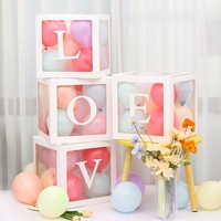 Boîtes à ballons sur le thème de la fête prénatale en carton rose et blanc, boîte à ballons transparente pour la décoration des fournitures de fête