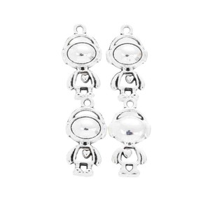 Ronde gezichtsvormige jongensbedel antiek zilver zinklegering cabochon bezel hanger voor moeder en kind herinneringsketting - Product Image 2