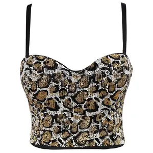 leopard print crop top sexy vest women short crop top camisole tank top