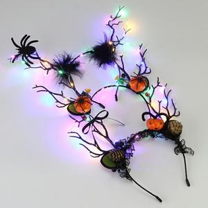 Christmas Deer Antler Flowers Halloween <strong>Pumpkin</strong> Headdress Ghost Skull <strong>Headband</strong> for Cosplay Festival Hair Decoration - Product Image 3