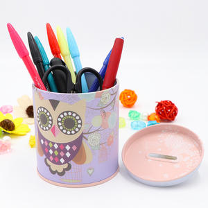 कार्टून राउंड ओएल राजकुमारी एल्सा बच्चों की पिगी बैंक टिनप्लेट धातु कबूतर बैंक पेन धारक छात्र रचनात्मक पुरस्कार उपहार - Product Image 3