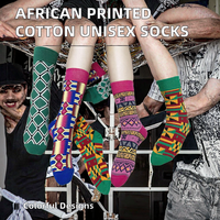 Unisexe 100% coton Ankara africain sportif décontracté Midi chaussettes prix de gros automne tricoté imprimé