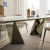 Table à manger extensible, design moderne, mobilier de salle à manger, restaurant, hôtel, table à manger en céramique et marbre de luxe