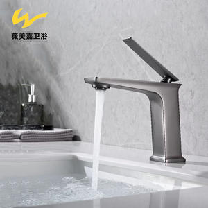 Robinet de lavabo domestique exclusif transfrontalier tout en cuivre, gris anthracite, design minimaliste, pour lavabo de salle de bain sous plan, mitigeur - Product Image 5