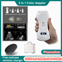 Escáner de ultrasonido con cargador inalámbrico WIFI de 192 elementos 3 en 1 Doppler en color Phased Array Convex Cardiac