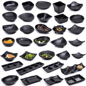 Vajilla de porcelana de imitación <span class=keywords><strong>Platos</strong></span> de material pequeño negro Vajilla de Melamina negra Plato de inmersión - Product Image 3