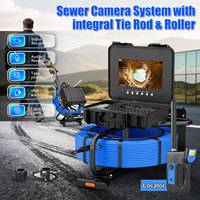 Caméra d'inspection de tuyau d'égout de 10.1 pouces avec localisateur auto-nivellement 512hz 1080P endoscope vidéo avec tige de traction de chariot à clavier