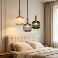 Suspension moderne en verre côtelé, option multicolore, lampe suspendue en laiton pour îlot de cuisine, salle à manger, café, décoration intérieure