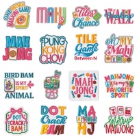 Patchs brodés amusants Mahjong anglais, appliques colorées de dessins animés Mahjong avec slogan, patchs créatifs à thermocoller