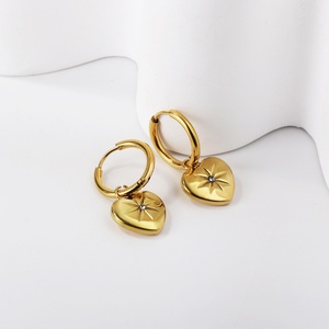 Pendientes de Aro de Acero Inoxidable con Forma de Corazón y Ángel, Chapados en Oro de 18K, para Mujer, Gran Venta - Product Image 3
