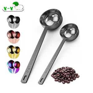 Custom Logo Gold Metal Stainless Steel Milk Powder Coffee Bean Measuring Scoop Tablespoon Without Clip