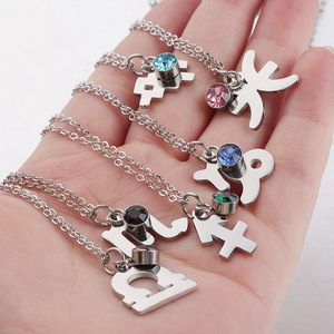 Collier en pierre de naissance <span class=keywords><strong>du</strong></span> zodiaque, étanche, sans ternir, en acier inoxydable, bijoux 12 horoscopes, collier signe <span class=keywords><strong>du</strong></span> zodiaque - Product Image 4