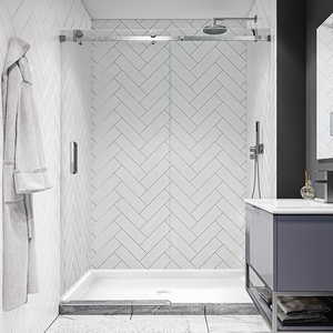 Bak Mandi Hotel Modern Persegi Panjang Akrilik Fiberglass Putih Ukuran Khusus, Siap Pasang Ubin, Drainase Linear, Garansi 2 Tahun untuk Kamar Mandi - Product Image 2