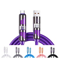 Câble de données USB Type-C rotatif à double tête 4 en 1, 240W PD, charge rapide haute puissance, compatible avec les appareils