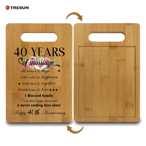 Tabla de cortar de bambú con asa para cocina, tabla de servir queso y charcutería, tabla de cortar de doble cara personalizada - Product Image 3
