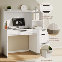Bureau avec huche de 47 pouces, blanc, avec 4 tiroirs et tiroir à dossiers pour chambre à coucher