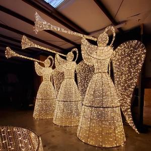 Illuminazione Natalizia LED per Esterni, Grande Scultura 3D di Angelo con Ali a Tromba, Luce Decorativa per Parchi e Festività - Product Image 1