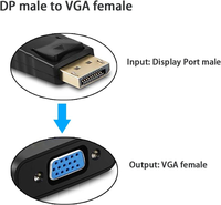   Adaptateur (DP) vers VGA, connecteur mâle vers VGA femelle pour ordinateur de bureau, ordinateur portable, moniteur