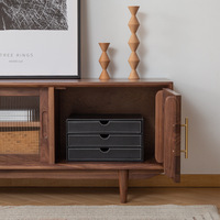 Ensemble meuble TV et table basse en bois de cerisier massif de style nordique, mobilier de salon moderne de style japonais, réglable et coulissant
