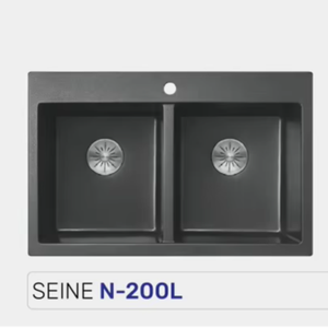 Lavello a doppia vasca in quarzo dal design moderno, con 5 anni di garanzia, da incasso, resistente all'usura, ecologico ed elegante per cucina. - Product Image 1