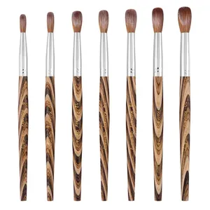 Prue Kolinsky Acrylic Nail Brush Oval Round <b>Head</b> Spliced Wood Handle Professional Salon Quality for Acrylic Powder Size 8-20# - Product Image 1