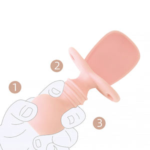 신생아 유아 아기 첫 단계 독립적 인 수유 훈련 스푼 Bpa 무료 씹을 수있는 실리콘 아기 숟가락 - Product Image 5