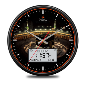 Al-Fatiha oración islámica Azan reloj Hijri calendario Qibla brújula grande LCD <span class=keywords><strong>Athan</strong></span> sonido recordar multi-idiomas Reloj de pared - Product Image 3