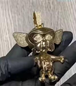 จี้เพชรโมอิสแท้รูปการ์ตูนฮิบฮอบสุดหรูมี2CT ตัดรูปเจ้าหญิงสีเหลืองทอง14K ปรับแต่งได้ - Product Image 2