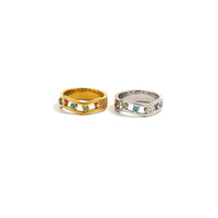 Bague double couche pour femme en acier inoxydable plaqué or 18 carats, style vintage et tendance