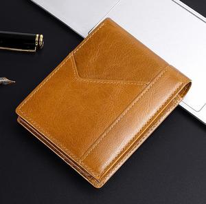 Everyday Use Vintage Oil Wax Cowhide <b>RFID</b> Anti-Magnetic Anti-Theft European and American Genuine Leather Men's <b>Wallet</b> - Product Image 4