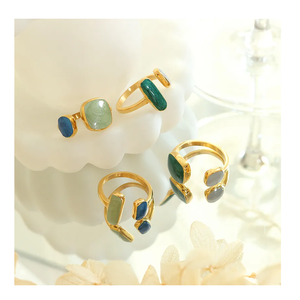 Fashion Female <b>Stainless</b> <b>Steel</b> Enamel Engagement <b>Rings</b> Colorful Large Metal Chunky <b>Ring</b> Jewelry Women Gold Plated From India - Product Image 1