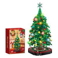 USB LED Beleuchteter Weihnachtsbaum Kleine Partikel-Bausteine Desktop-Ornament Feiertagsgeschenk Lernspielzeug für Kinder Großhandel Individuell Anpassbar