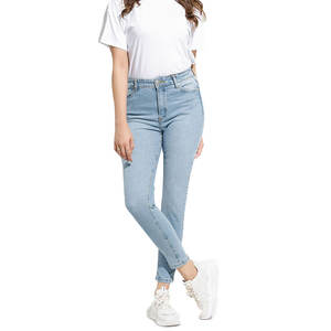 Pantalones vaqueros rectos de corte ajustado para mujer, para uso en exteriores, fabricantes de ropa, pantalones vaqueros de cintura alta personalizados para mujer en venta - Product Image 1