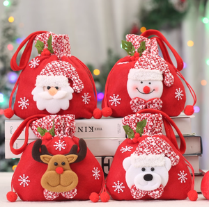 Sac de Noël pour enfants, sac cadeau de Noël, sac à bonbons, chaussette de Noël, sac exquis de Père Noël, sac en polaire, 23x20cm, OEM promotionnel - Product Image 5