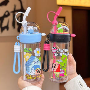 Botella de agua Crayon Shinchan de 500 ml, vaso con pajita de Tritan para niños, diseño para días lluviosos, para usar en el regreso a clases - Product Image 3