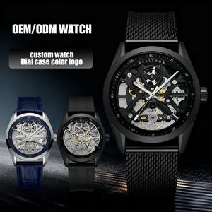 Montre mécanique squelette de luxe de haute qualité avec aiguilles, verre saphir, boîtier en acier inoxydable, étanche 5 ATM, bracelet en caoutchouc - Product Image 1