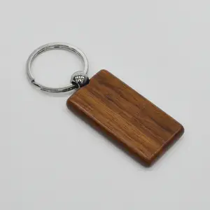 Fine Quality Promotional Custom Logo Walnut Wooden Keyring Key Chain