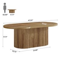 Table basse ovale Tribesigns, table centrale en bois de style farmhouse de 47,2 pouces avec design cannelé, pour salon, bureau, appartement