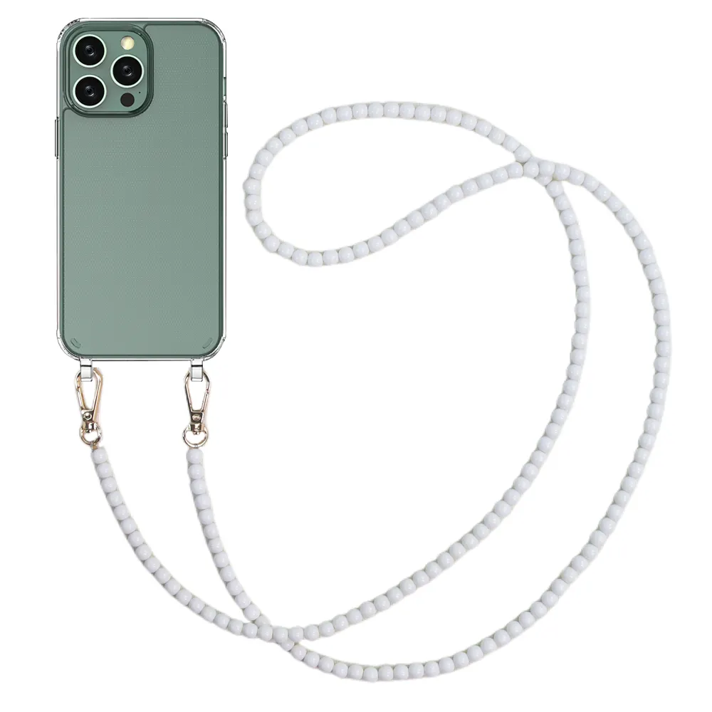 Gelang Mutiara Rantai Putih Kalung Crossbody 120Cm Casing Ponsel Lanyard untuk Iphone 14 13 11 12 Pro Max Mini XR X XS 7 8 6 Penutup