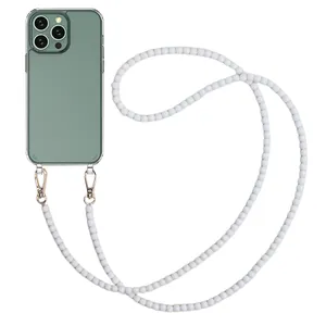 Bracelet de perles blanc chaîne à bandoulière <span class=keywords><strong>collier</strong></span> 120cm lanière étui de téléphone pour <span class=keywords><strong>iphone</strong></span> 14 <span class=keywords><strong>13</strong></span> 11 12 <span class=keywords><strong>Pro</strong></span> <span class=keywords><strong>Max</strong></span> Mini XR X XS 7 8 6 housse - Product Image 1