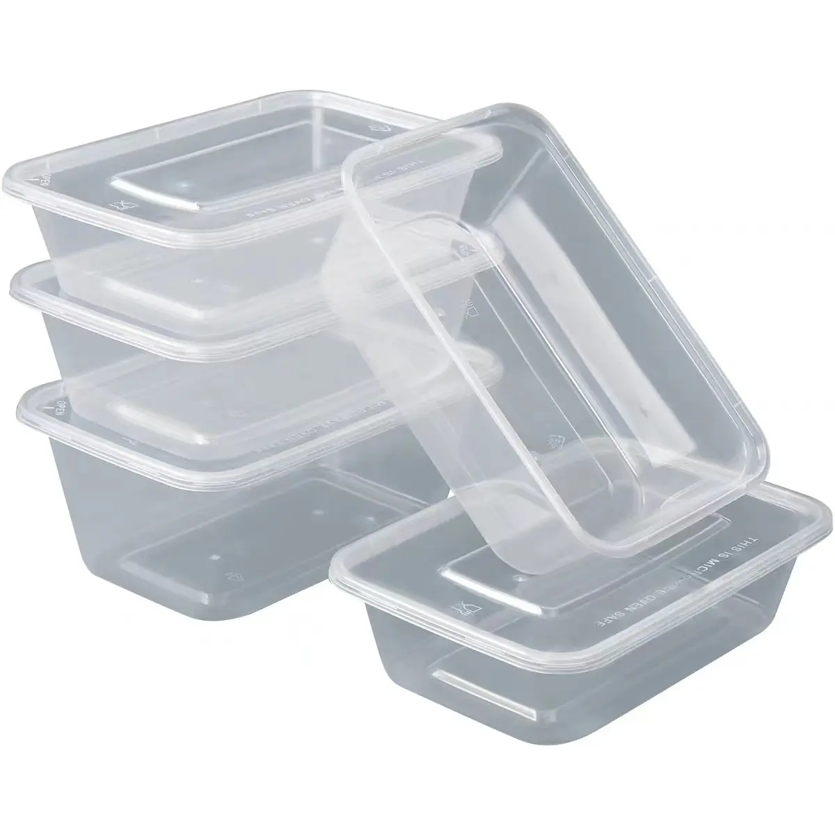 Пользовательские 300 мл 750 мл 1000 мл прямоугольник Прозрачный PP PLA одноразовые пластиковые контейнеры для еды одноразовые с крышкой