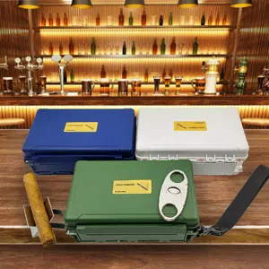 Etichetta personalizzata scatola di sigari piccola scatola di plastica humidor kit da viaggio 3-5 dito scatola di sigari per la vendita