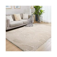 Tapis Jacquard Géométrique de Luxe, Fabriqué à la Machine, Imperméable, Antidérapant, Doux et Moelleux, à Poils Moyens, en Microfibre avec Support PVC, pour la Maison et le Salon