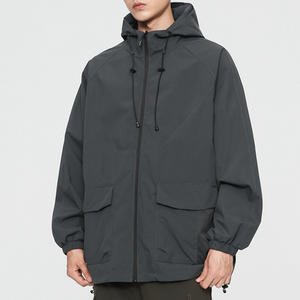 Entrega Rápida Jaqueta Masculina Impermeável Preta Personalizável com LOGO Casaco Leve e Confortável para o Dia a Dia - Product Image 3
