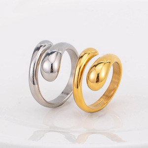 yunnique Teardrop Shape <b>Open</b> <b>Ring</b> Titanium Steel Unisex Couple Jewelry Gift Fashion <b>Rings</b> XYR0047 - Product Image 1