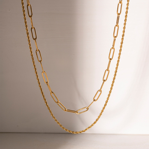 Collar <span class=keywords><strong>J</strong></span>&<span class=keywords><strong>J</strong></span> <span class=keywords><strong>D</strong></span> de Acero Inoxidable Chapado en Oro de 18K, Resistente al Agua, Cadena de Eslabones Moderna para Mujer - Product Image 5