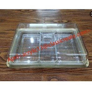 Tavolo da torta trasparente in acrilico con vassoio alla moda e delicato per evitare che il cibo cada nel vassoio Dim Sum diviso - Product Image 1