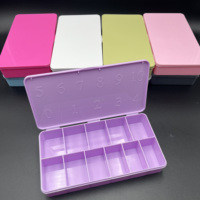 Boîte de rangement pour capsules d'ongles en gel acrylique réutilisables, couleur violet clair, de luxe, marque privée, avec 11 compartiments numérotés