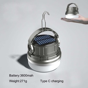 Lampe de camping solaire multifonctionnelle pour l'extérieur, 600 lumens, <span class=keywords><strong>lanterne</strong></span> de type C rechargeable, projecteur solaire LED avec crochet - Product Image 2