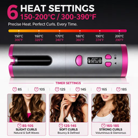 Lisseur automatique portable pour salon, hôtel, maison, voyage, tous types de cheveux, rechargeable par USB, 6 réglages de chaleur